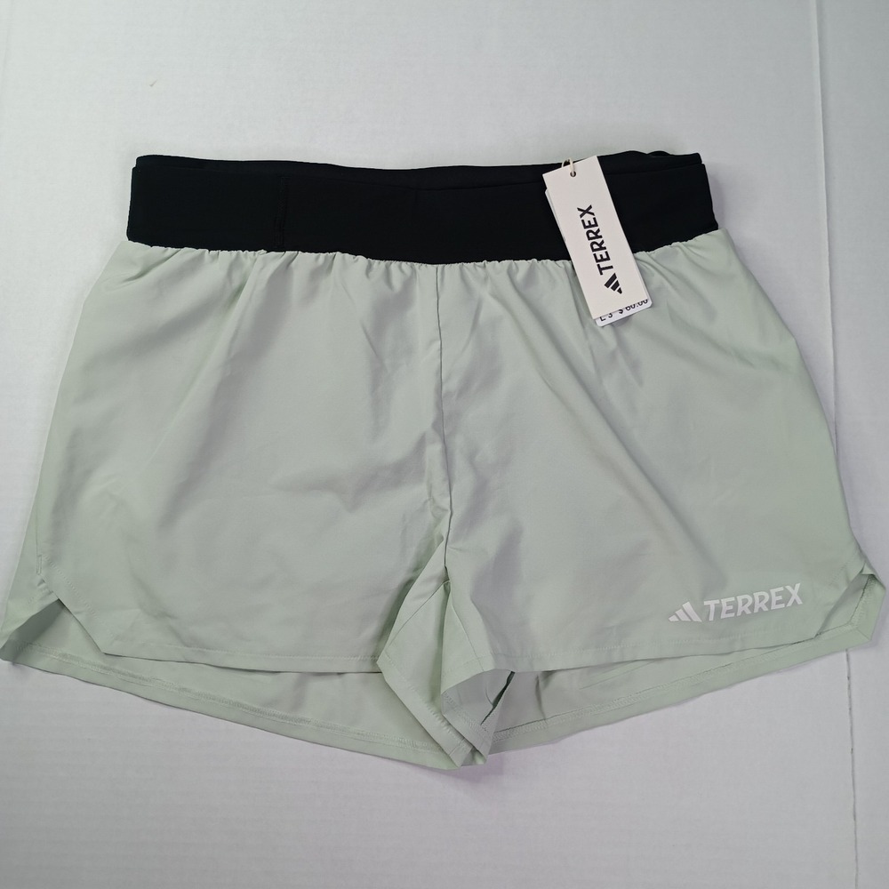 Adidas TERREX Trail Running Shorts Linen Green 3" Ins Women's Size L‎ JF1256 New